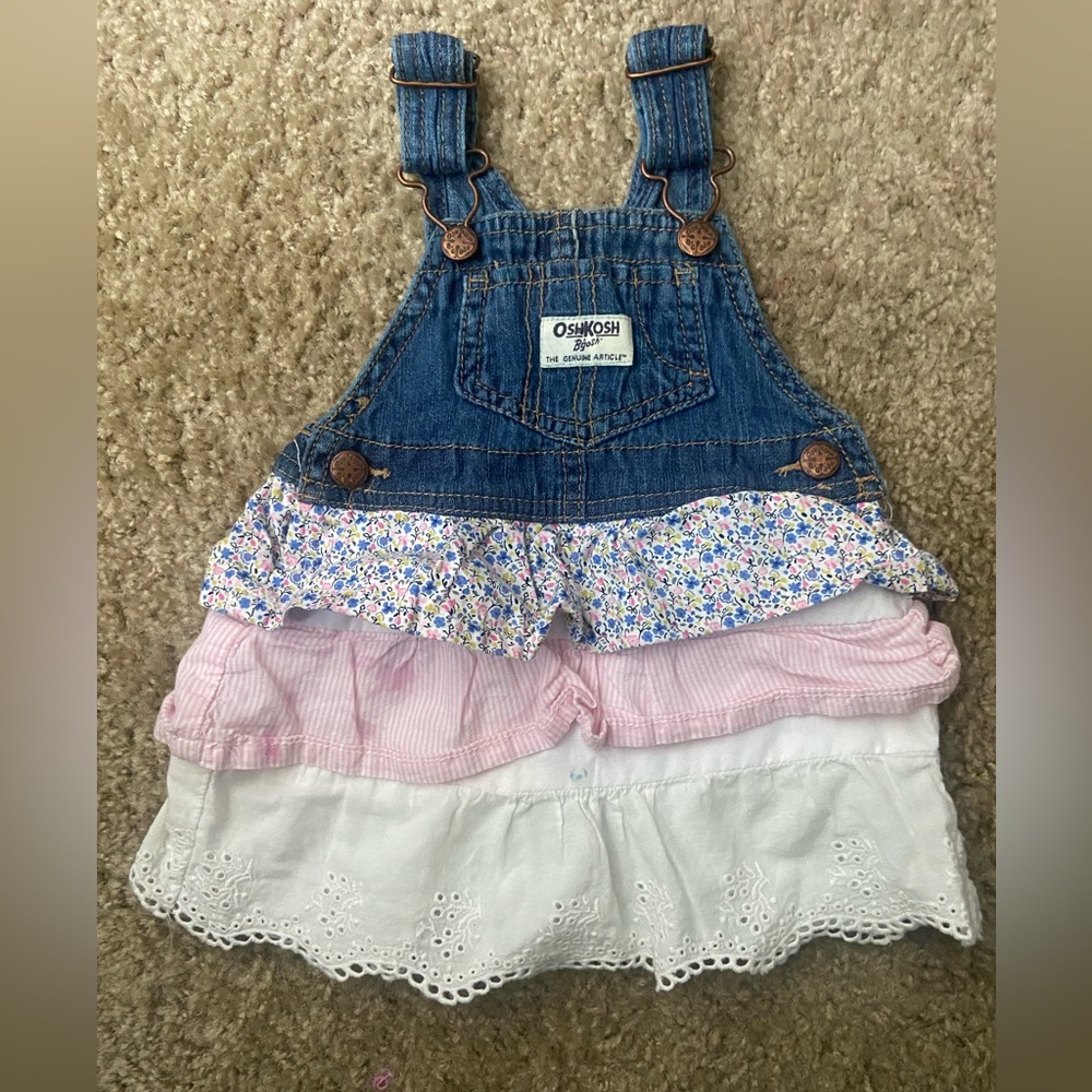OshKosh B'gosh Denim Floral Ruffle Skirt 9m